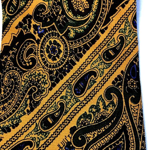 Gant Vintage Tie Challis Wool Paisley Orange Wide Swing Art Deco MCM Mob Mad Men - Picture 2 of 12